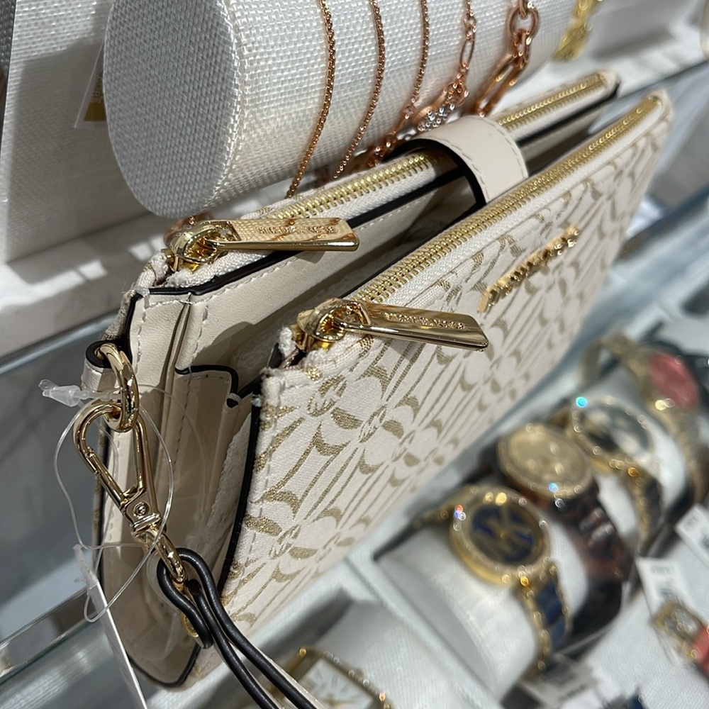 Michael Kors Jet Set Travel Large Double-Zip Wristlet-Wallet-PhoneHolder Pale - Picture 3 of 16
